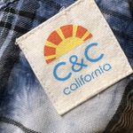 C&C California C & C California Blue Tie-Dye Button Down Plaid Blouse Beachy Top Size Medium Photo 8