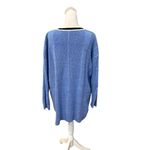 Talbots Cable Knit Cardigan Sweater Tipped Long Line Womens XL Blue White Photo 2
