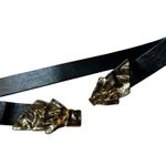 VTG Mimi Di N Bow Belt 1986 Gold Interlocking Front Clasp Statement Belt Buckle Black Photo 2