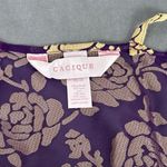 Cacique  Chemise Nighty Size 26/28 Purple Gold Floral Lace Semi-Sheer Negligee Photo 8