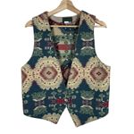 Vintage Willowbend Tapestry Vest Women’s Large Western Rodeo Cowgirl Boho Indie Green Photo 0