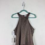 Aritzia Babaton Satin Mini Dress 10 Pressure 90s Taupe High Shine Racer Back Photo 4