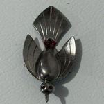 Art Deco Coro Script Silver Flying Bird Brooch Rhinestones Vintage Jewelry Photo 1