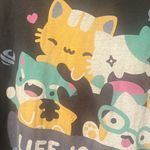 Cat Graphic Tee “Life is Hard. Get more cats” gray soft cotton side large Photo 5