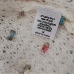 Forever 21  White Pink Multi Crochet Fringe Long sleeve Women  MEDIUM M Jacket Photo 2