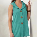 Soft Surroundings  Tunic 3‎ Button Vest Sleeveless Shawl Sweater Top Size Small Photo 6