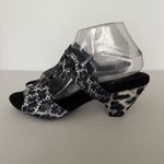 Joan Boyce Heels Women 8 W Black Gray Cheetah Leopard Rhinestone Velour Slide Photo 1