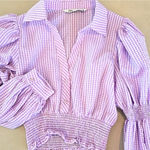 ZARA Purple Gingham Cropped Women's Top Photo 3