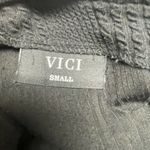 VICI  Black Crossback Top Size Small Fringe Trim Boho Casual Boat Neck Photo 3