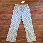 NWT KOLLYY CHECKERED PATCHWORK DENIM JEANS Blue Size 26 Photo 0