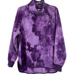 Green Tea Fleece Pullover Womens XL Purple Tie Dye Snap Neck Pockets Used Photo 0