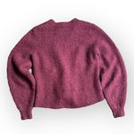 Joie  Womens Maroon Burgundy Sweater Wool Twist Knot Hem Shimmer Knit Pullover XS Photo 2