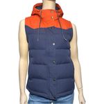 Patagonia  Women’s Size S Navy Blue Orange Bivy Hooded Down Vest Photo 1