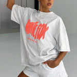 White Fox Boutique  Gray and Pink Short Sleeve Tee Photo 0