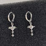 CZ Star Love Heart Dangle Drop Earrings for Women Silver Photo 1