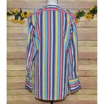 Ralph Lauren Rainbow Stripe Collarless Button Dress Shirt Ladies 8 French Cuffs Photo 6