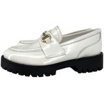 Steve Madden Lando White Leather Lug Sole Loafers Gold Horse bit Hardware Size 9 Photo 4