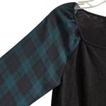 J.Crew  Women's Black Square Neck Blouse Plaid Sleeves Size S Photo 2