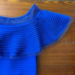Tadashi Shoji  Tobara Pintucked Off Shoulder Ruffle Dress Electric Blue~ XS 🧡🎀 Photo 13