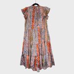 Pinch Womens Dress Brown Midi Tiered Floral Flutter Flowy A Line Boho Medium Photo 1