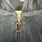 Juicy Couture  Velour Full Zip Hooded Bling Jacket Size Large Navy Blue Y2K Photo 3