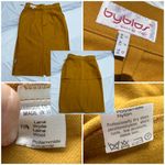 Byblos Italy 44 = US 10 gold/mustard midi skirt Photo 13