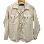 ZARA  Womens Oversized Cotton Snap‎ Front Shacket Shirt Jacket Cream Size Small Photo 0