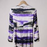 Silk Maison Maxi Dress Medium Purple Black Abstract Print Long Sleeve Cutout Purple Photo 10