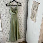 Lululemon Stun to Remember Sage Green Satin Cowl Neck Cutout Midi Dress Photo 3
