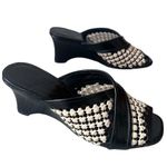 Tory Burch Woven Raffia Wedges 70mm Black Size 6.5 Photo 2