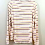 Aeropostale Seriously Soft Perfect Crew Striped White/Yellow Long Sleeve Top Photo 4