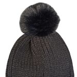 Steve Madden  beanie knit faux fur pom women's hat black Photo 6