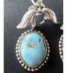 New Hespera 925 Sterling Silver & Kingman Turquoise Oval Dangle Drop Earrings Photo 3