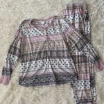 secret treasures Pajama Set XL Pink White Gray Fair Isle Heart Print Loungewear Photo 0