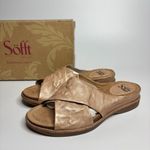 Söfft Brylee Criss Cross Leather Slide Sandals in Champagne Gold Size 8.5 Photo 1