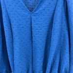 Lane Bryant  royal blue long sleeve 16 Swiss dot v-neck top popover cutout detail Photo 3