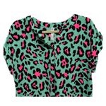 Dear Scarlett Boutique Green Hot Pink Animal Print VNeck Blouse Size Medium Photo 1