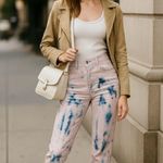 Gap Cheeky Straight Jeans 2 Tall Pink Blue Tie Dye High Rise Crop Raw Hem Photo 1