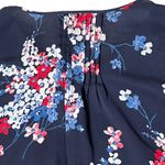 Tommy Hilfiger Floral Blouse Pleated Long Sleeve Top Navy Blue Red Size XS Photo 3