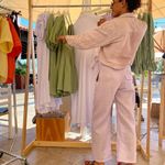 Mami Swimwear RTW Pasiflora 100% Linen Pleated Wide Leg Trousers in Lavender Purple Size M Photo 9