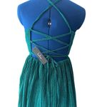 Lulus Party Era Emerald Sparkly Lace-Up Pleated Skater Dress Size XS 0 Cocktail Photo 6