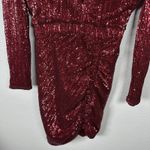 Lavish Lice NEW Lavish Alice Pleated Sequin Mini Dress Red Plunge Vneck Party Size 4 Holiday Photo 2