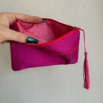 vintage silk brocade zipper pouch with tassel in magenta fuchsia pink & red Photo 9
