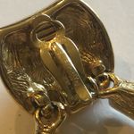 Givenchy Vintage Gold Tone and Black Clip On Door Knocker Statement Earrings Photo 7