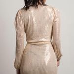 Cloud Ten One Way TICKET LONG SLEEVE SURPLICE DRESS IN GOLD Photo 2
