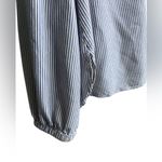 Madewell  Navy Stripe Collarless Ruffle-Sleeve Shirt XL Photo 4