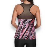Yonique Racerback Tankini Workout Top Pink Stripe Large Photo 2