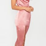 Pretty Little Thing PLT Rose Strappy Satin Cowl Midi Dress Photo 1
