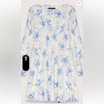 Maje Long Sleeve Dress in Blue and Cream Size 40 (US 12) Photo 3
