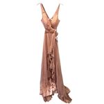 Mac Duggal Ieena High Low Ruffle Cutout Gown Rose Gold Iridescent 4 Photo 3